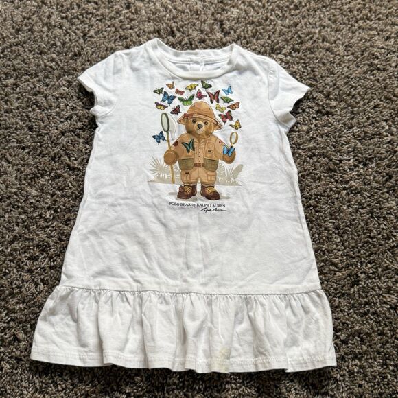 Polo Bear Ralph Lauren Size 18 Months White Dress - Picture 1 of 6